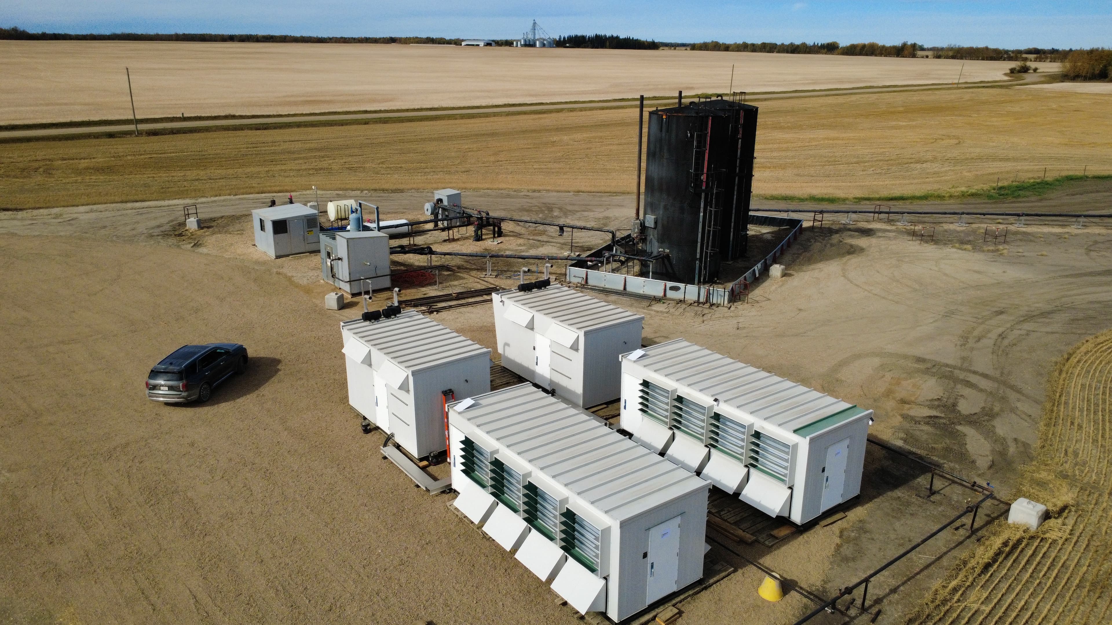 On-site generation and mining containers at Canadian flare site